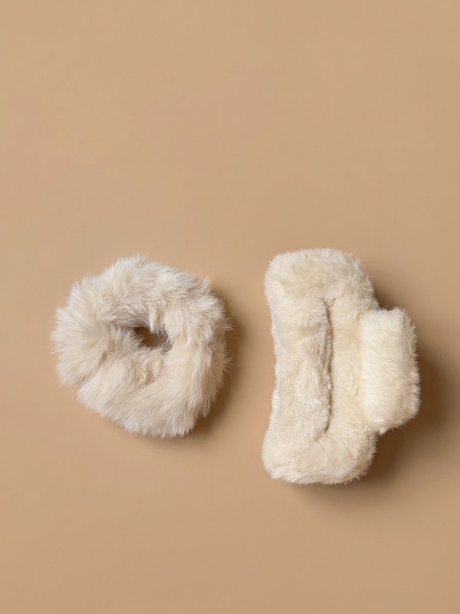 Plush Faux-Fur Hair Accessory Set | M's Charm